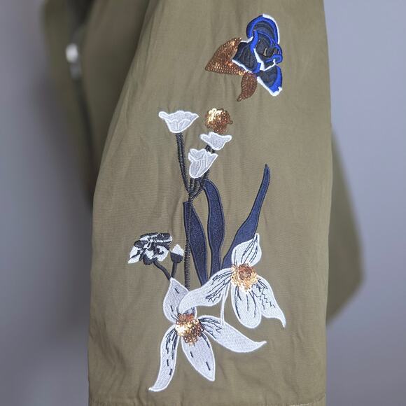 Eric Signature Olive Embellished Cropped Jacket lined Sz Medium - Picture 5 of 9